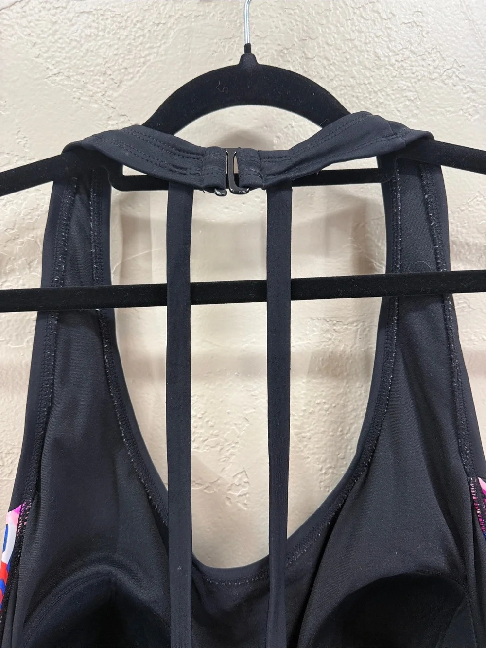 Catalina Black One-Piece Swimsuit with Pink, Purple & Red Side‎ Panels 2X